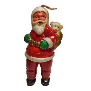 Santa Claus & 2 Headed Monkey Empire Christmas Ornament Vintage Plastic Kitsch